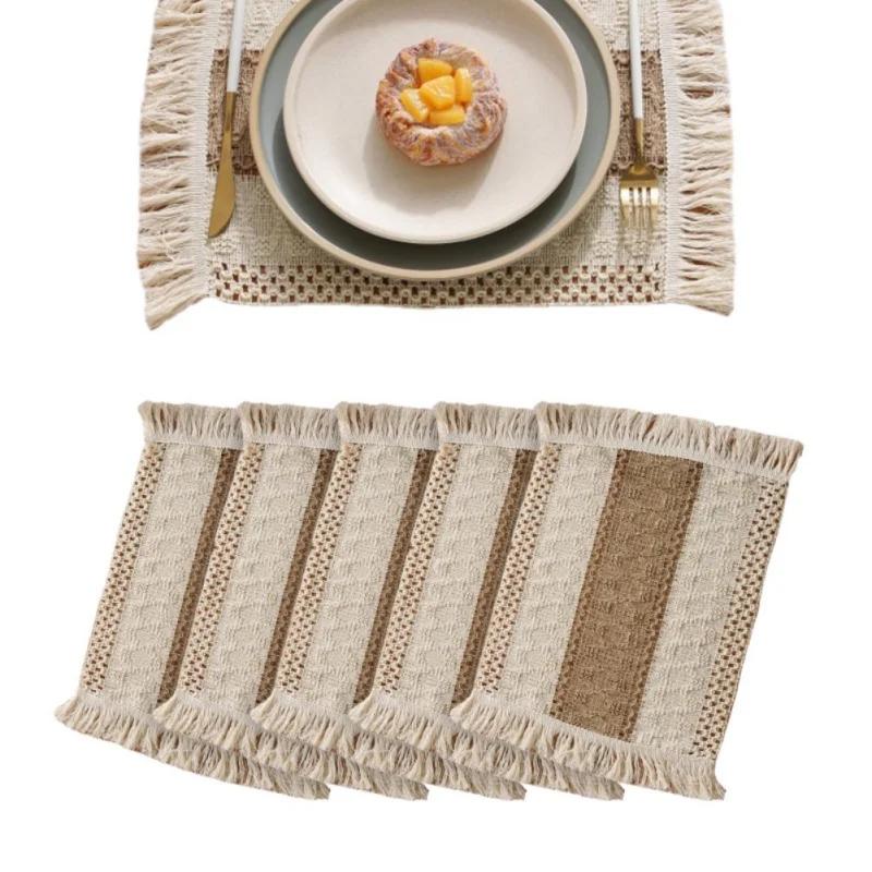 4/6pcs Boho Placemats Fall Place Mats Macrame Table Decor Rustic Linen for Table Dining Wedding Table Decor