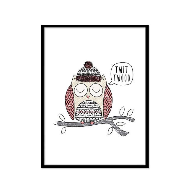 Cute Owl Cat Black and White Wall Animal Canvas Painting Decorative Hanging Painting Cuadros Decoracion Salon Minimalist Art