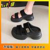 2025 new thick-soled heightening slippers women's summer wear, versatile heightening sandals, soft-soled lazy sandals