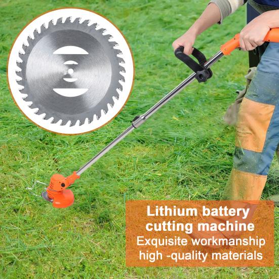 Weed Eater Electric Weed Mower Cordless Trimmer Telescopic Rod Home Weed Eater Cutter Rechargeable Handheld Lawn Mower with 2 Batteries (12V 2.0Ah)