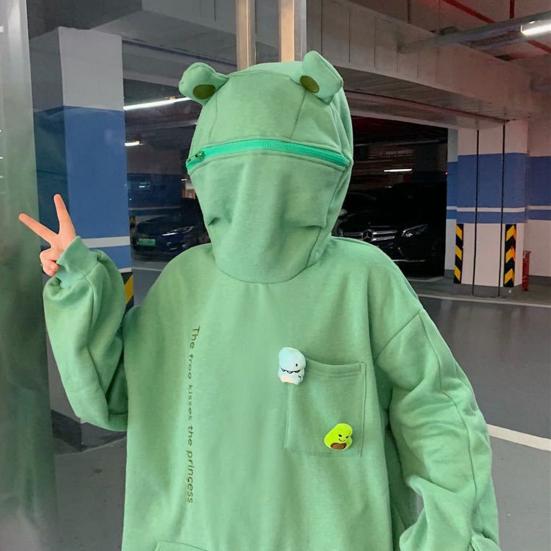 Απλό Unisex Φούτερ με Ζώα σε Σχήμα Κορεάτικου Στυλ με Πλούσια Ζακέτα με Κουκούλα