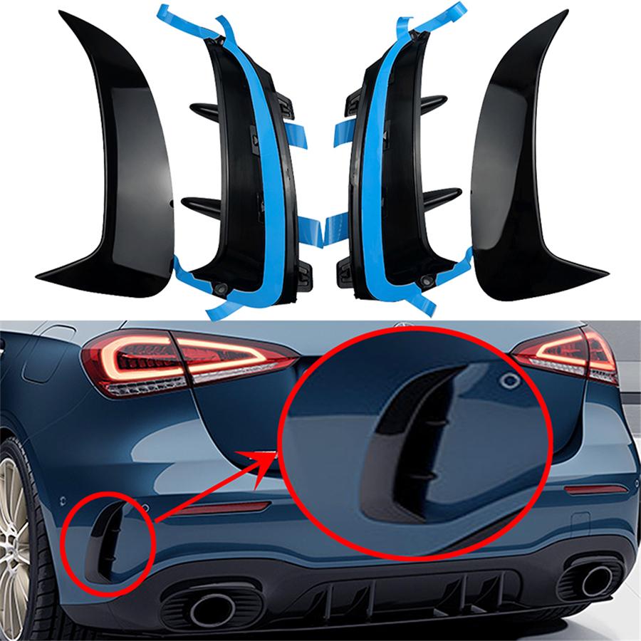 Black Rear Bumper Side Canards For 19-22 Benz W177 A160 - A250 A35 AMG Hatchback