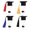 Nonwoven Graduation Hat for Small Companion Animals, Mini Hanging Accent with Sliding Stretch Tie Design for Photos