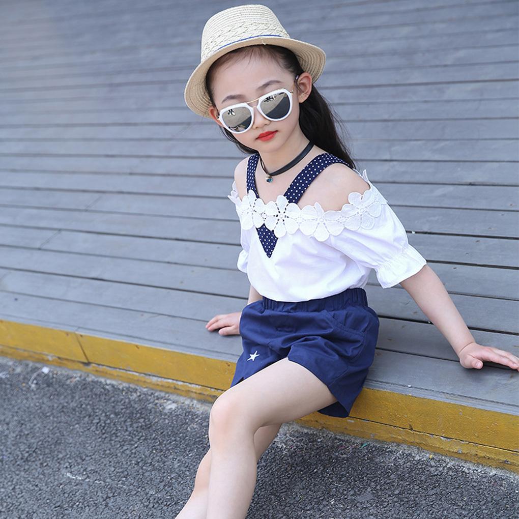 Kids Baby Girls Lace T-shirt Tops Pants Shorts Summer Outfits Clothes