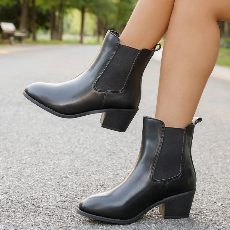 Trendy leopard print thick heel short tube fashion boots femininity suede fashion boots