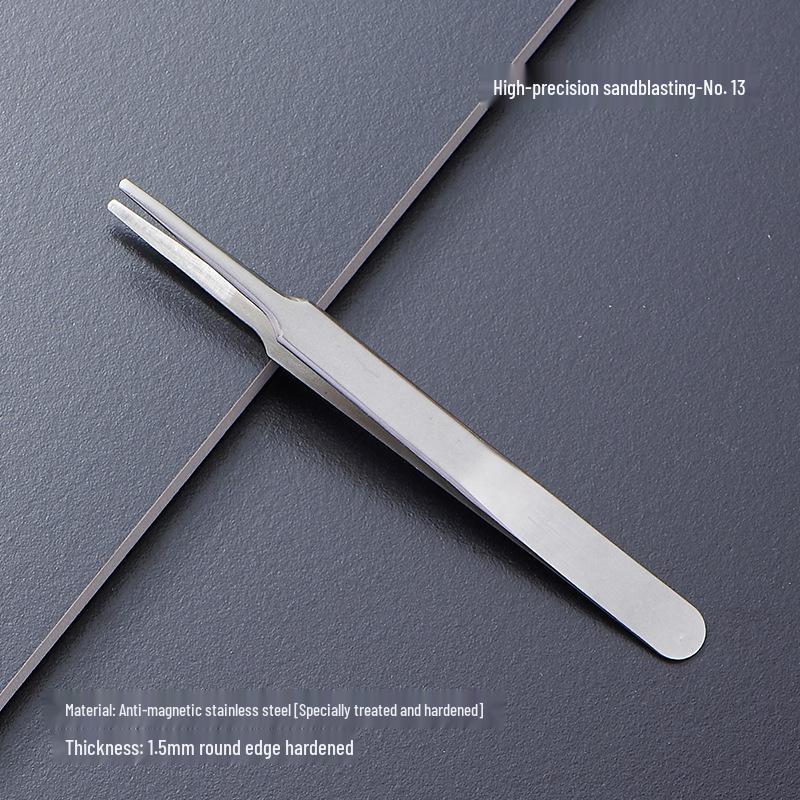 Black Anti-Static Stainless Steel Curved Tip Tweezers Set for Nail Art, Journaling, and Repairs