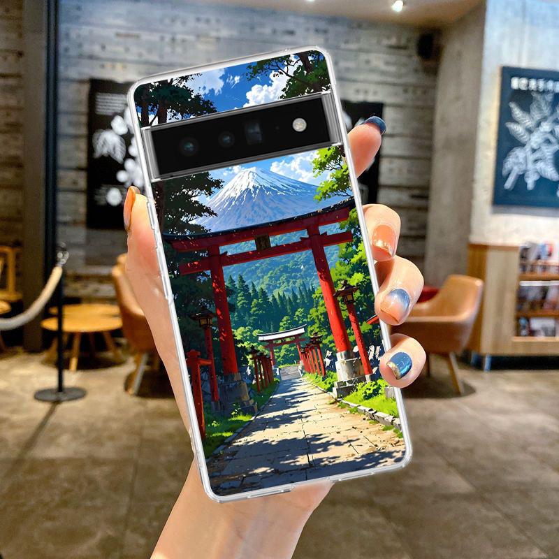 Phone Case For Google Pixel 9 8 7 6 9A 8A 7A 6A 5 4 5A 4A 3A Pro XL Soft TPU Cover Landscape Japan Series Aestheticism Scenery