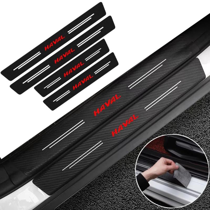 Carbon Fiber Car Door Sill Strip Anti-Scratch Protective Edge Guard For Haval Jolion H6 M6 Dargo Raptor F7 H7 H9 F5 H8 H4 Interior Mirrors 6