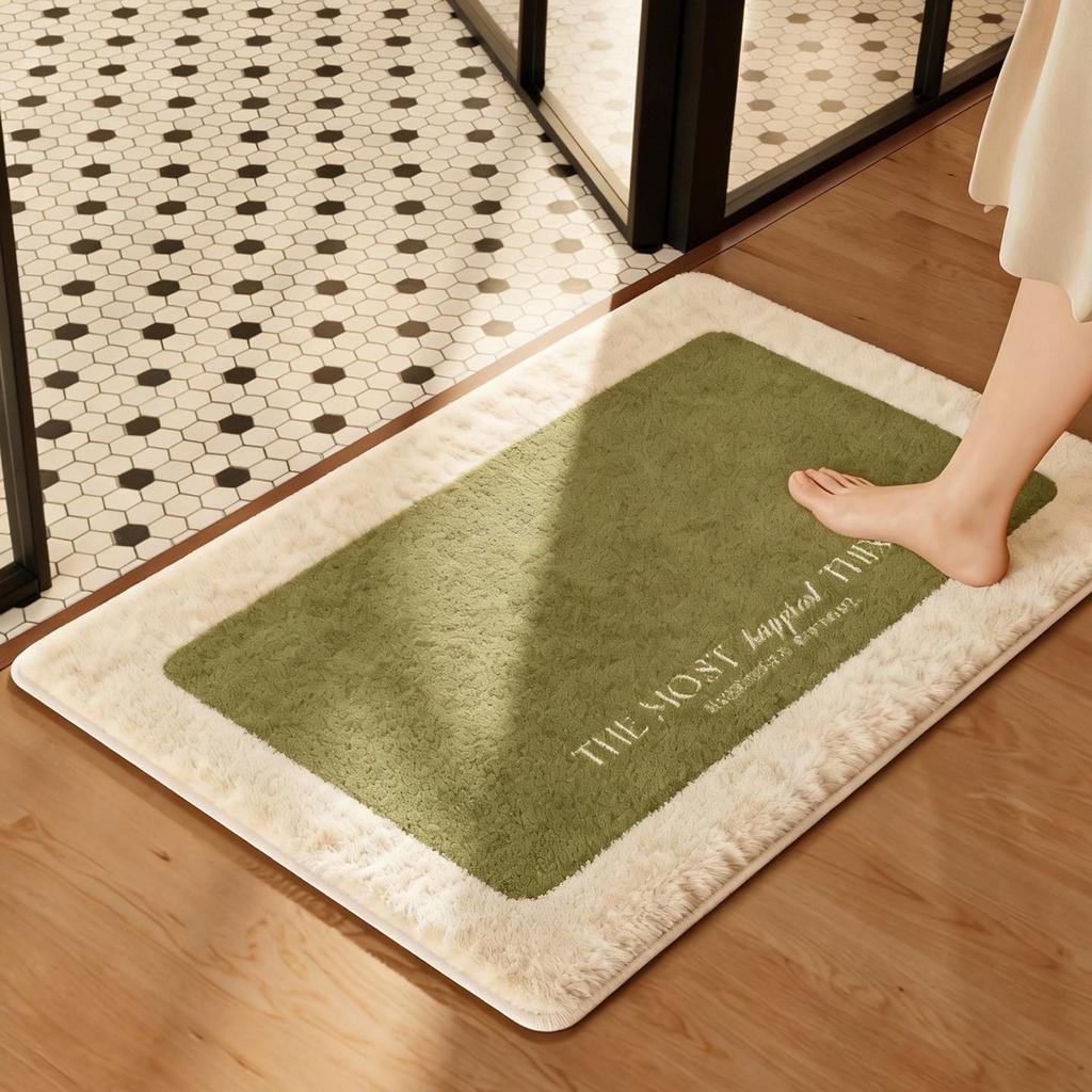 Water-Absorbent Cartoon Animal Bathroom Mat - Faux Cashmere, Forest Style, Dirt-Resistant Door and Kitchen Mat