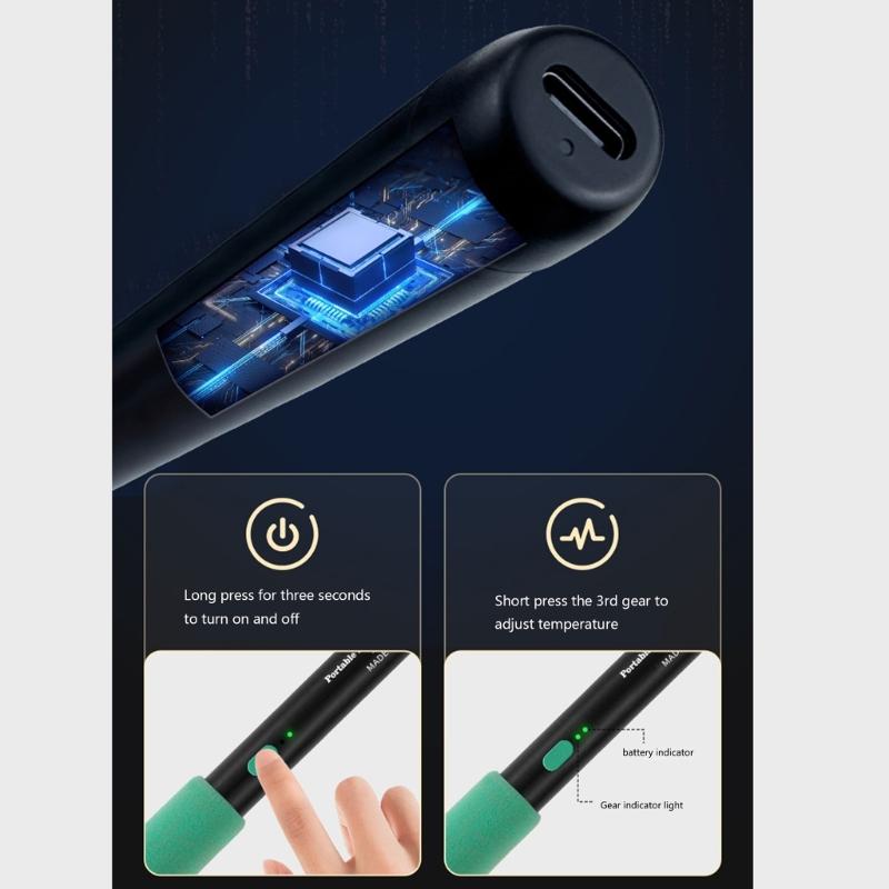 Handy 600mAh Small Cordless USB Recharegeable Soldering Iron with Intelligent Heating for DIY Enthusiasts Welding Tool