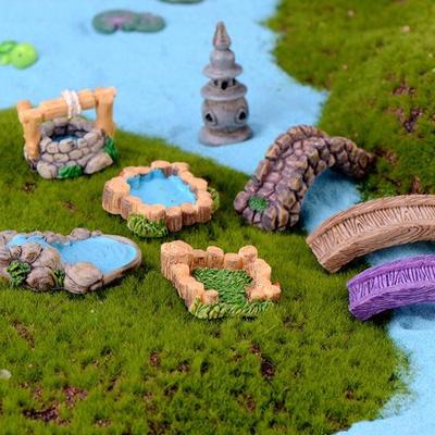 Miniature Doll hHouse Retro Water Well Arch Bridge Fairy Garden Bonsai Decoration