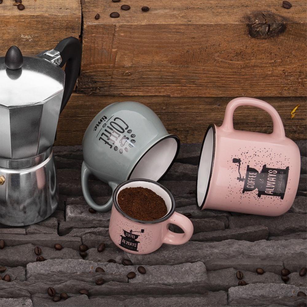 Kubek Ceramiczny do Picia Kawy Herbaty Ziół Napojów Różowy 370 ml