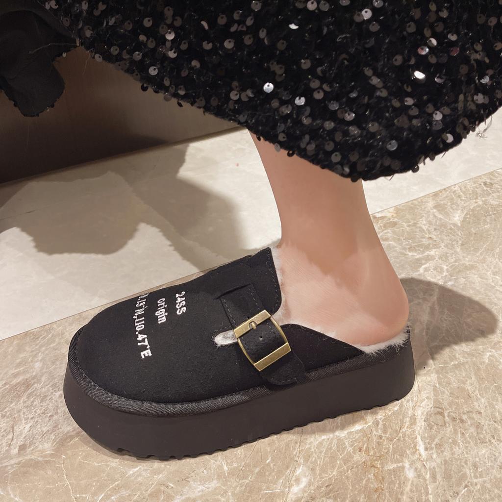 Fashion New Luxury Winter Women's Shoes Plush Fashion Retro Bean Shoes Cotton Women's Flat Sole Slippers Platform Women Boots