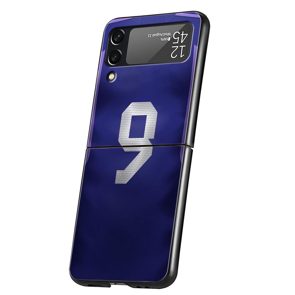 FootBall Number Phone Cover For Samsung Galaxy Z Flip 4 Case Black For Samsung Z Flip 3 Hard PC Luxury Foldable Shell Fundas Bag