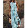 Vestido Largo Casual de Color Sólido sin Mangas con Cuello Redondo, Abertura Lateral, Ropa Nueva Europea y Americana para Mujer de Primavera y Verano