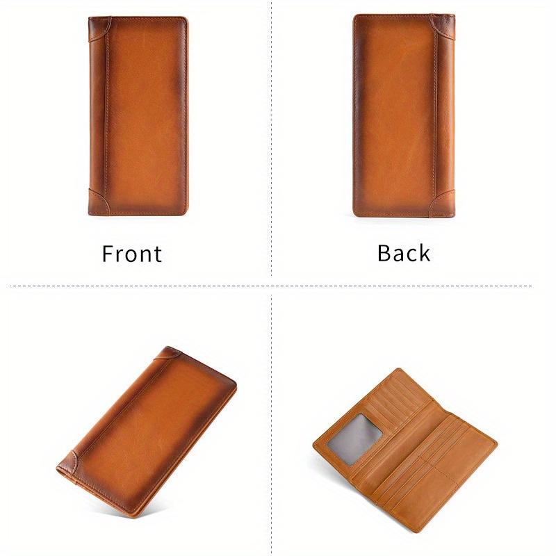 Vintage Herren Geldbörse Echtes Leder Lang Schmal Bifold Geldbörsen Geldbörse Kreditkartenhalter