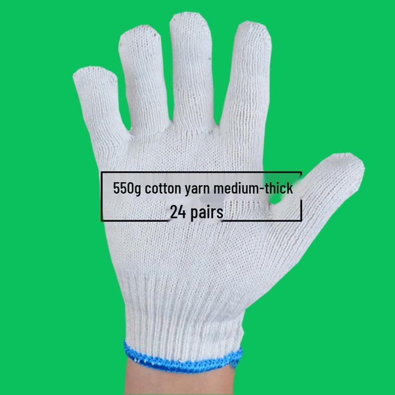 Men's Durable White Cotton Nylon Work Gloves for Construction