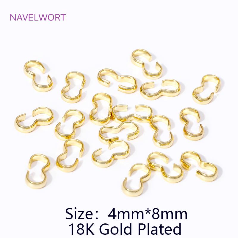 50-100Pcs/Lot 18K Gold Plated Brass Double Open Rings Connectors Clasps For Bracelets/Necklaces Making DIY Jewelry Materials