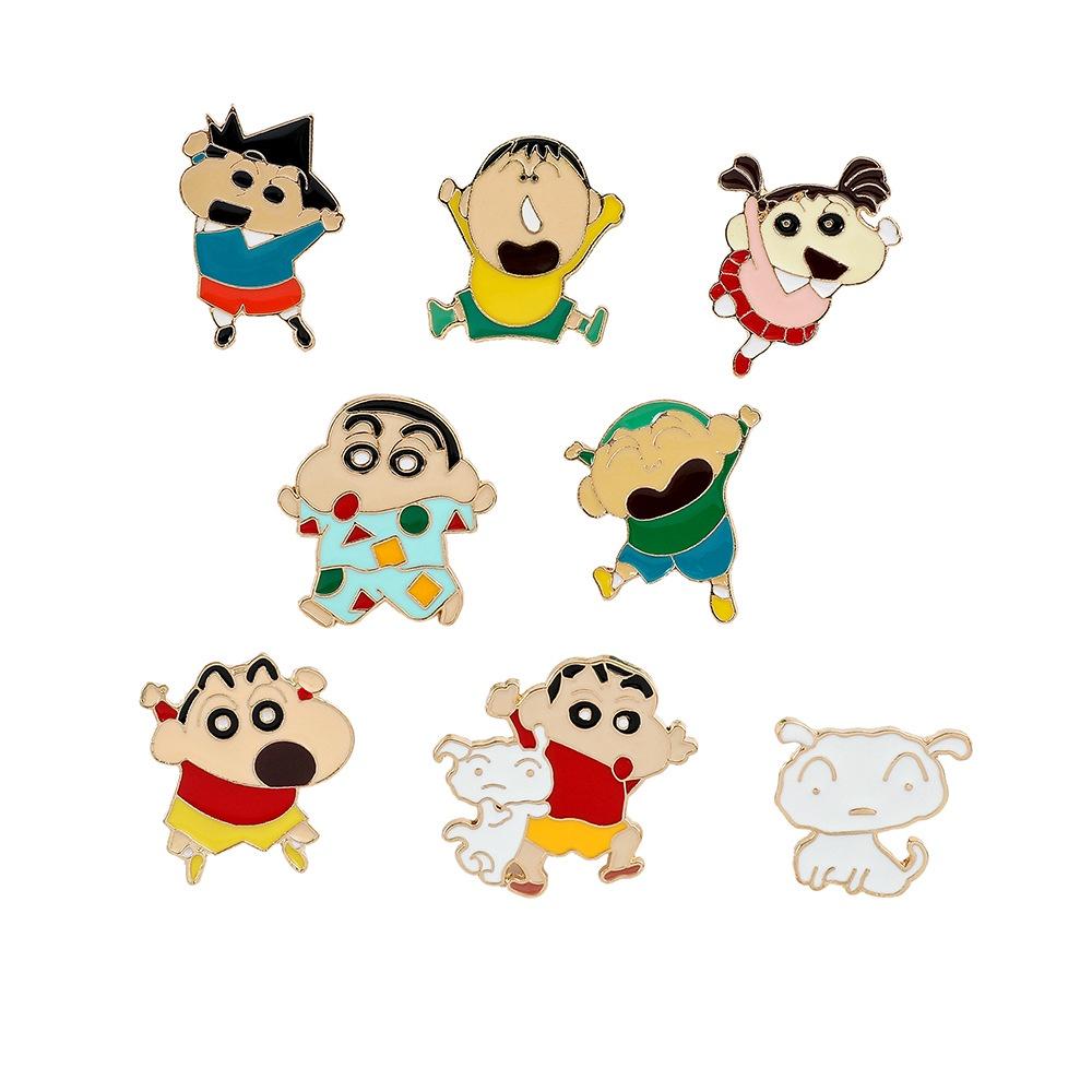 Cute Crayon Shin-chan Metal Badge Cartoon Character Backpack Accessory Wholesale