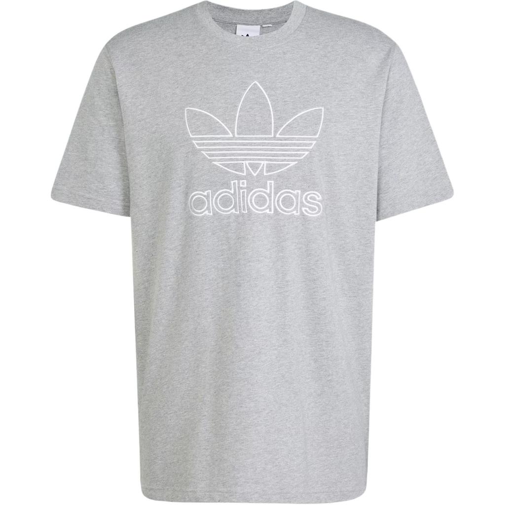 Adidas Originals Adicolor Outline Trefoil Logo Knit Loose Fit Crew Neck Short Sleeve T-Shirt Men Tops Medium-Grey Stone JP1087