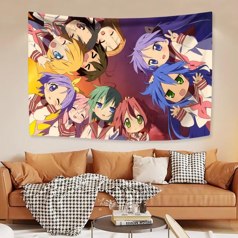 

Lucky Star Full Cast Otaku Kawaii Tapestry Girly Decor Bedroom Wall Styling Kawaii Anime Poster Photo Backdrop 74x94cm(29x37in)