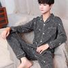 Men's 100% Cotton Long Sleeve and Pants Pajama Set - Plus Size, Spring/Autumn, Loose Fit, Two-Piece Home Wear