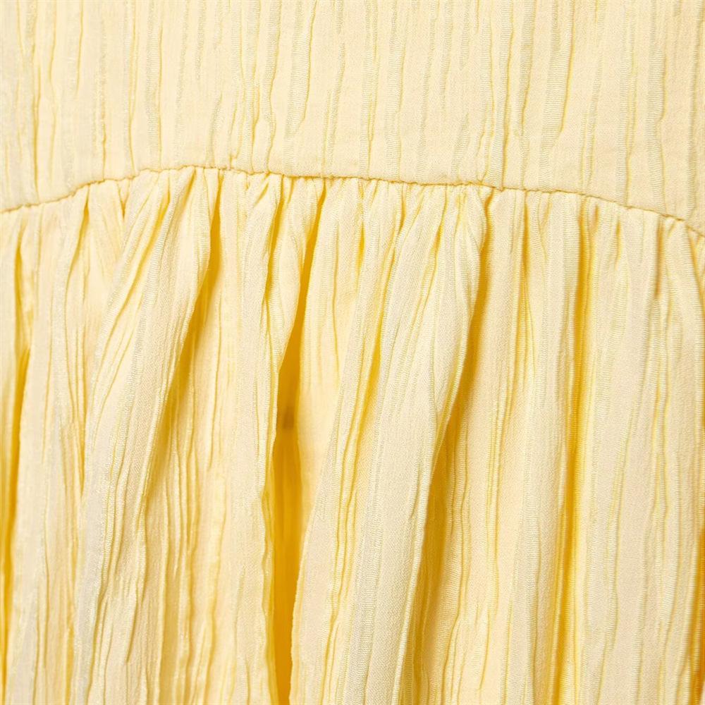 2025 Spring/Summer Women's Square Neck Textured Backless Slim Fit Pleated Dress