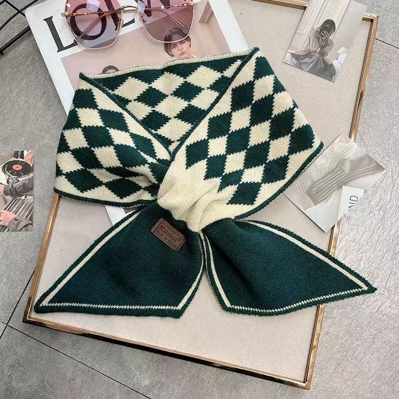 Women's Houndstooth Double-Sided Scarf Set - Thickened, Versatile, Autumn/Winter Neck Warmer