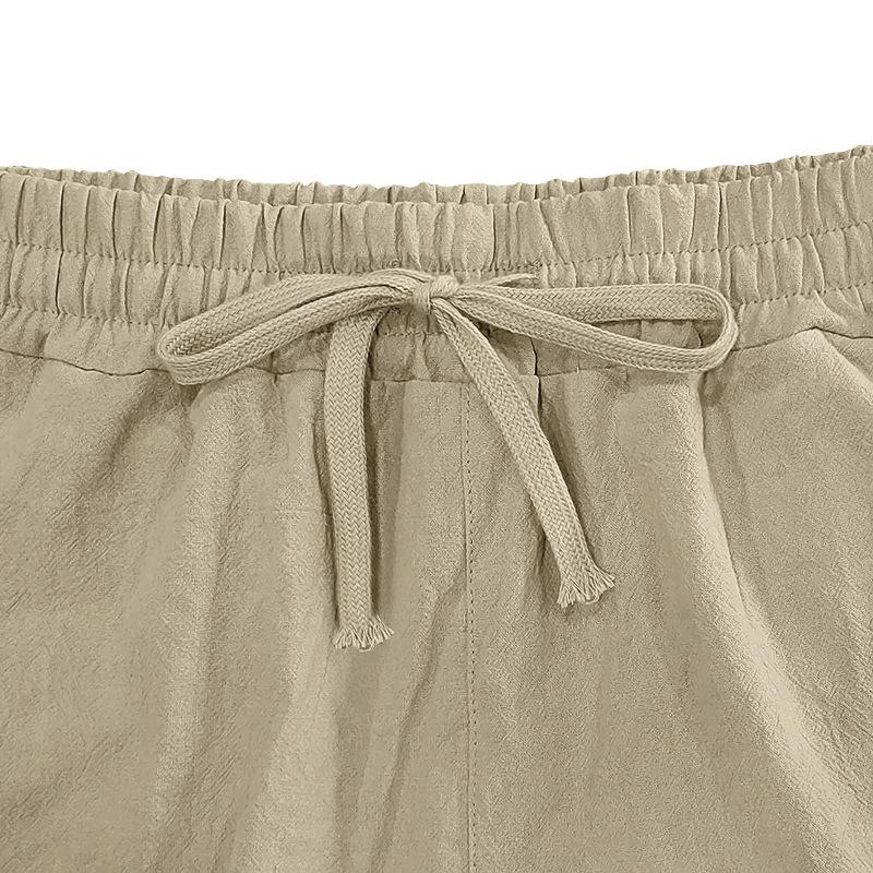 Herren Leinen Shorts Elastischer Bund Schnelltrocknende Shorts Herren Einfarbige Atmungsaktive Wadenlange Hose Mann Leichte Tägliche Strandshorts Sommerhosen