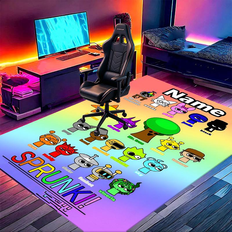 Custom Name Personalized Sprunki Game Print Carpet, Versatile Home Decor Rug, for Playroom, Apartment, Balcony, Entryway, Hallway Gift