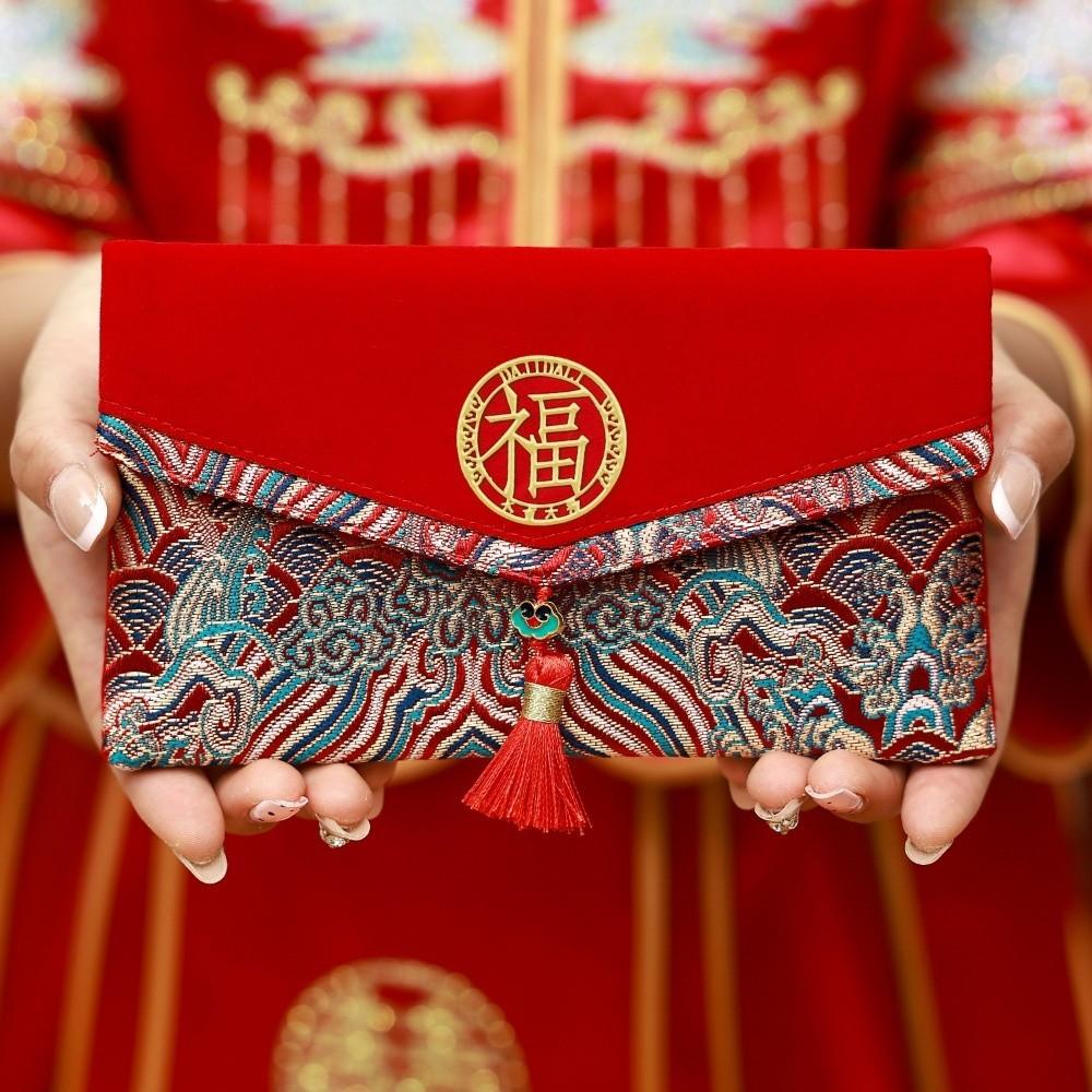 Chinese New Year Lucky Red Pockets Blessing Words Hongbao Brocade Red Envelop  Graduation Dinner