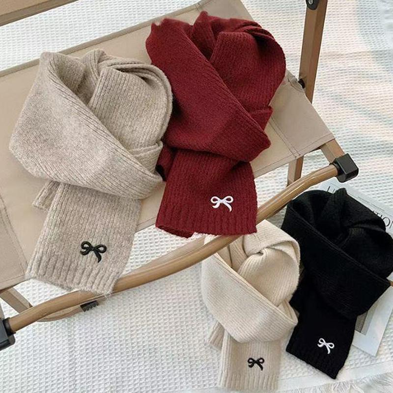 2Pcs Set Korean Children's Hats And Scarves Winter 1-8Y Kids Stylish Bowknot Boy Girl Toddler Windproof Knitted Woolen Cap Scarf