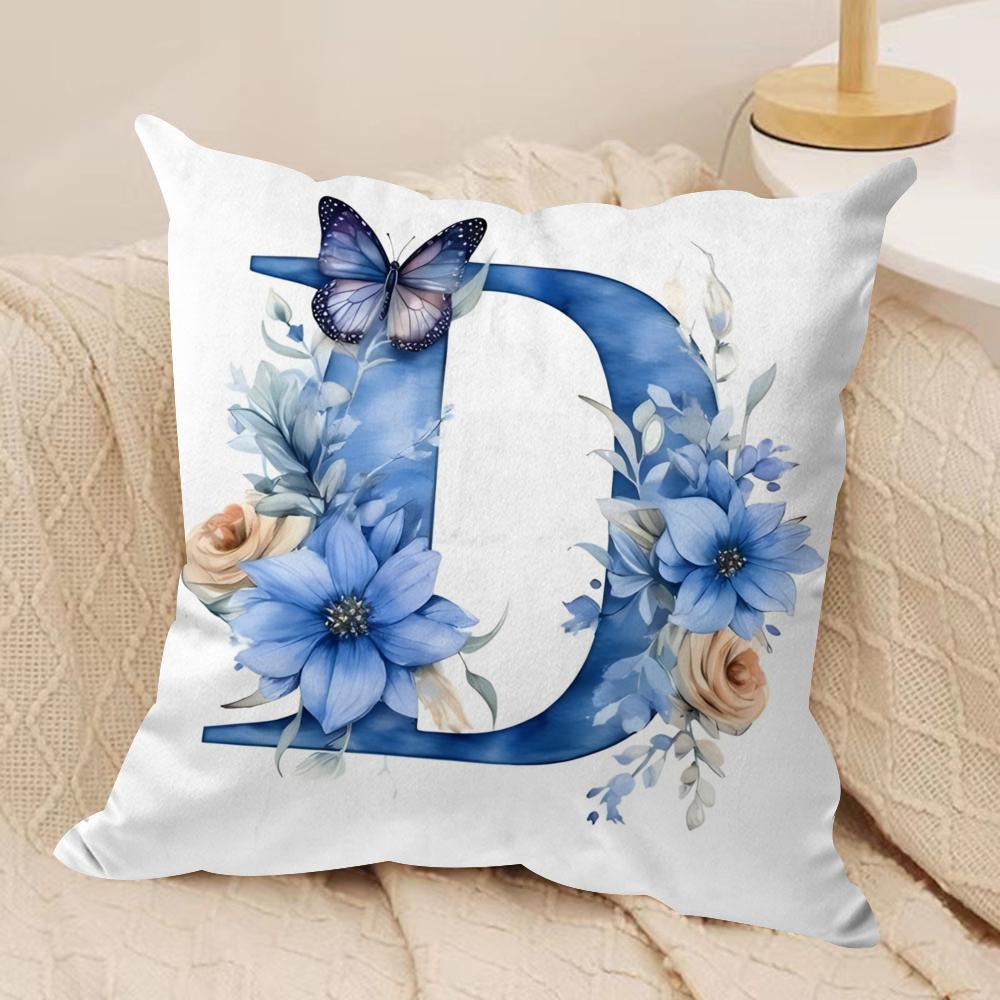 

Letters Floral Print Cushion Cover Soft Plush Fabric DoubleSided Printed Sofa Cushion Cover for All Seasons Home Decor Gift 40x40cm16x16in