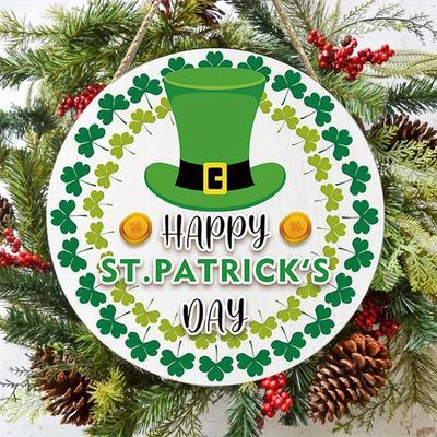 Décoration murale en bois 2D plate de 20 cm, chapeau de Saint-Patrick, ballon de voiture, pendentif universel en bois pour les fêtes, décoration d'intérieur, panneau de bienvenue, décoration de fête