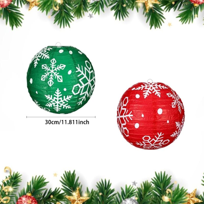 Festival Green Snowflake Paper Lanterns Easy Assembly Efficient Christmas Home Store Window Display