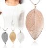 Unique Women  Jewelry Simple Leaf Sweater Pendant Long Chain Necklace