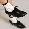 Spring Autumn PU Leather Shoes for Women Lace-up 5.5 Cm Middle Heels Shoes Woman Custom Retro Female Casual Shoes WSH5256