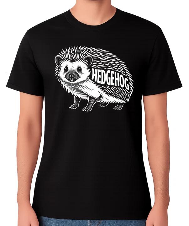 Hedgehog Unisex T-Shirt Cute Animal Wildlife Illustration Graphic Tee M