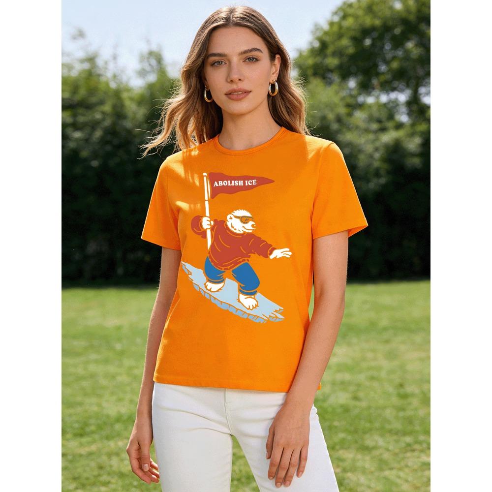 

2026 Spring/Summer New Women s Fashion Casual Loose Round Neck Simple Printed Short-Sleeve T-Shirt Top S