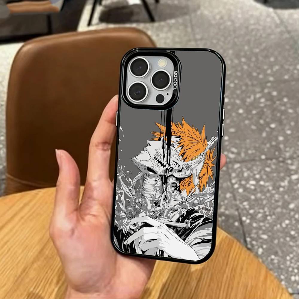 

I-Ichigo K-Kurosaki Bleach Phone Case For iPhone17,16,15,14,13,12,11 Plus,Pro Max Colored Silver Plated Inside Cover iPhone16plus