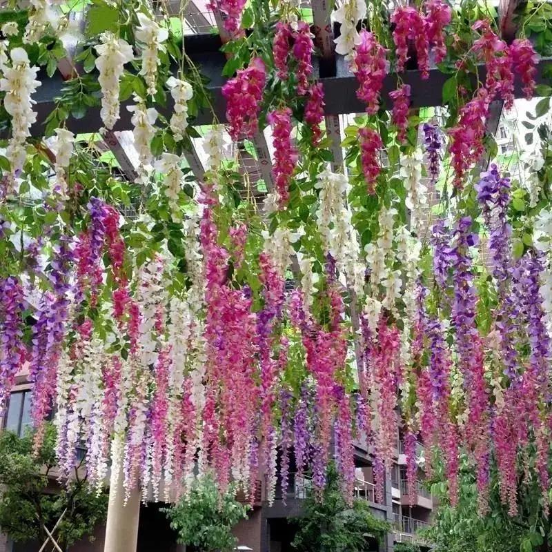 1 Pcs Artificial Wreath Flower Leaves Festive Party Supplies Vase Accessories Wisteria Rattan Christmas Decoration Home Decor