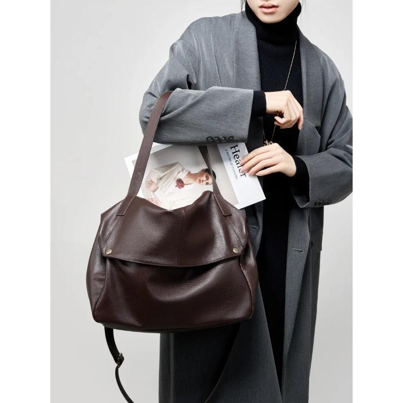 Borsa a tracolla da donna 100% vera pelle grande capacità morbida pelle di mucca borsa tote semplice da donna casual per il pendolarismo
