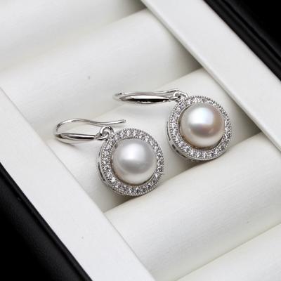 925 Sterling Silver Women Earrings,Real White Black Natural Freshwater Pearl Earrings Anniversary Gift
