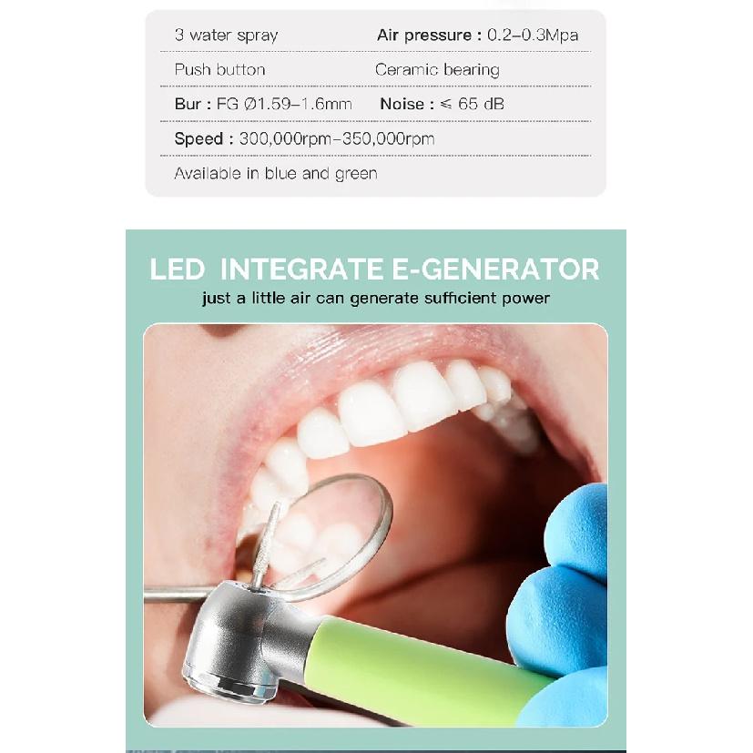 AZDENT Dental Kunststoff LED Hochgeschwindigkeits-Handstück Dreifach-Wasserstrahl LED Integrierter Generator Farbe Dental-Handstück Zahnarztwerkzeuge