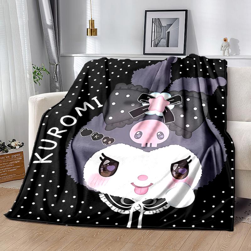 1pc Blanket Sanrio Kuromi1 Print Design, Lightweight Blanket for Sofa, Bed- Soft &Warm, Gift for All Seasons like Christmas, Halloween