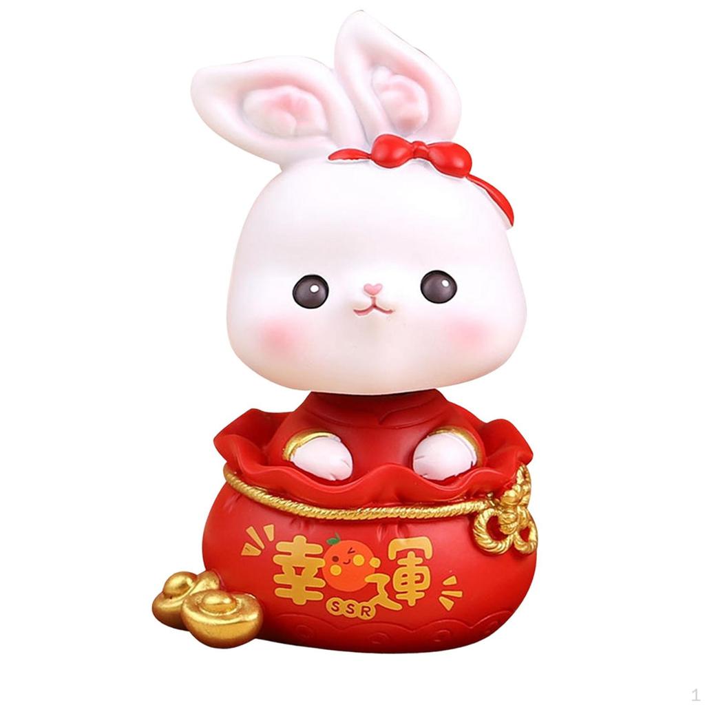 Desktop Ornament Statue Bunny Figurine for Desk Housewarming