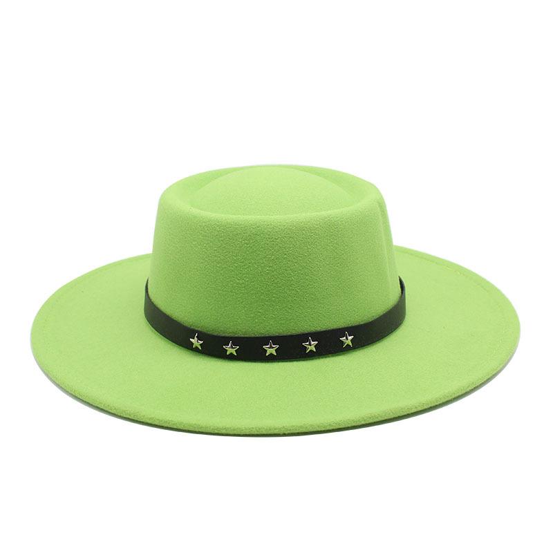 2022 Woolen Hat Women Spring And Autumn French Top Hat White Flat Edge Wide Brim British Men