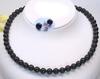 [Your and My Jewelry Box] Jet Black Necklace and Earring Set, 8.0mm Black