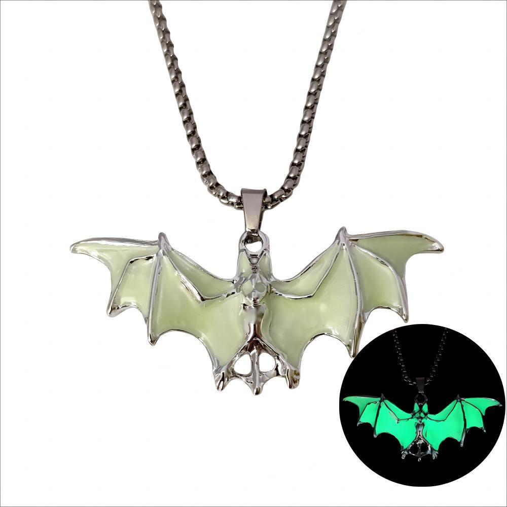 Bat Halloween Necklace Punk Style Hip Hop Neck Chains Unique Luminous Pendant Necklace  Gifts