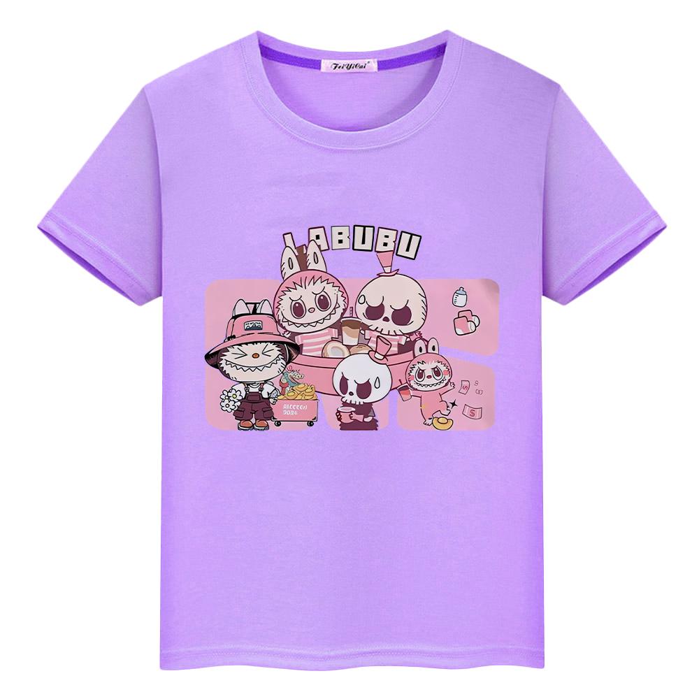 Labubu T Shirt for Kids Boy 10years 100%Cotton Anime Short Kawaii Tops Pride Tshirt Y2k Toddler Girl Clothes Kids Clothes Girls